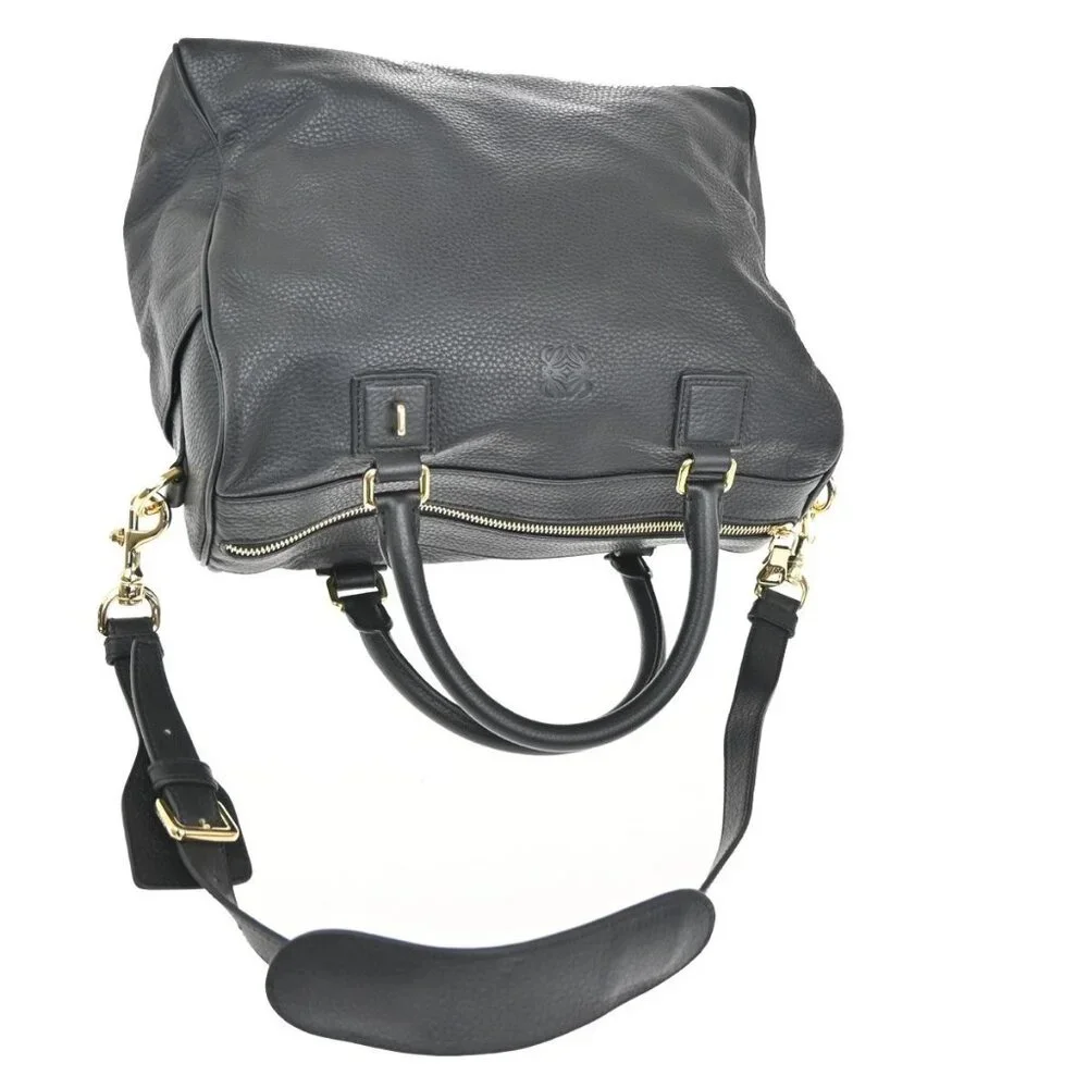 LOEWE Logo Anagram 2Way Shoulder Hand Bag Leather Black GHW Spain 95RL702 - Picture 4 of 16